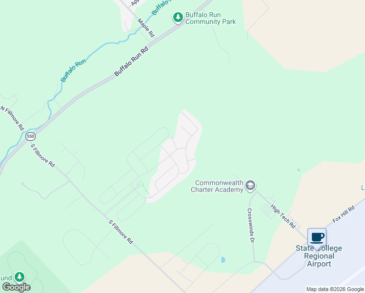map of restaurants, bars, coffee shops, grocery stores, and more near Fultons Run Road in Bellefonte