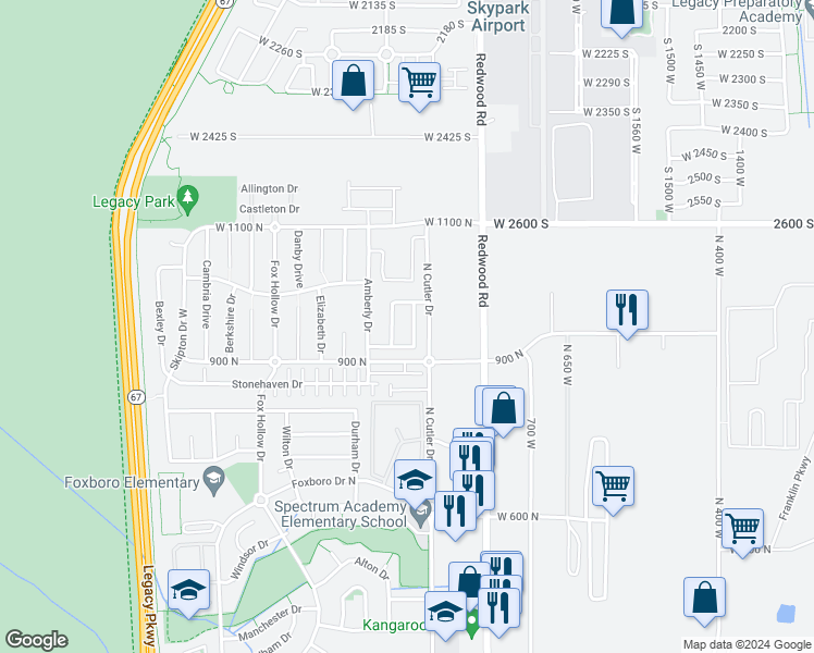 map of restaurants, bars, coffee shops, grocery stores, and more near 943 Redbridge Drive in North Salt Lake