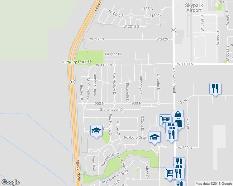 map of restaurants, bars, coffee shops, grocery stores, and more near 952 North Fox Hollow Drive in North Salt Lake