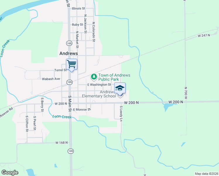 map of restaurants, bars, coffee shops, grocery stores, and more near 482 E Jefferson St in Andrews