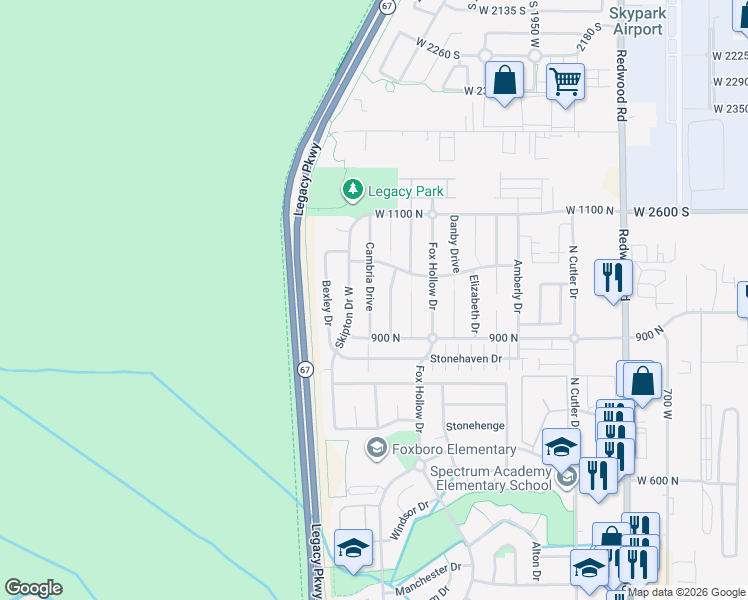 map of restaurants, bars, coffee shops, grocery stores, and more near 958 Cambria Drive in North Salt Lake