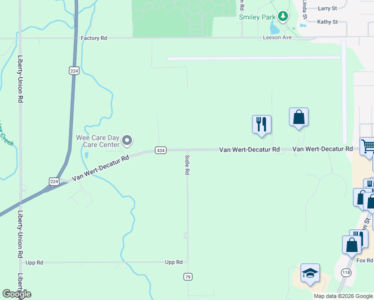 map of restaurants, bars, coffee shops, grocery stores, and more near Van Wert-Decatur Road in Van Wert