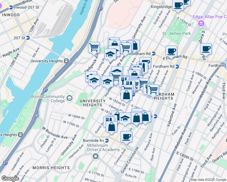 map of restaurants, bars, coffee shops, grocery stores, and more near 61 Buchanan Place in Bronx