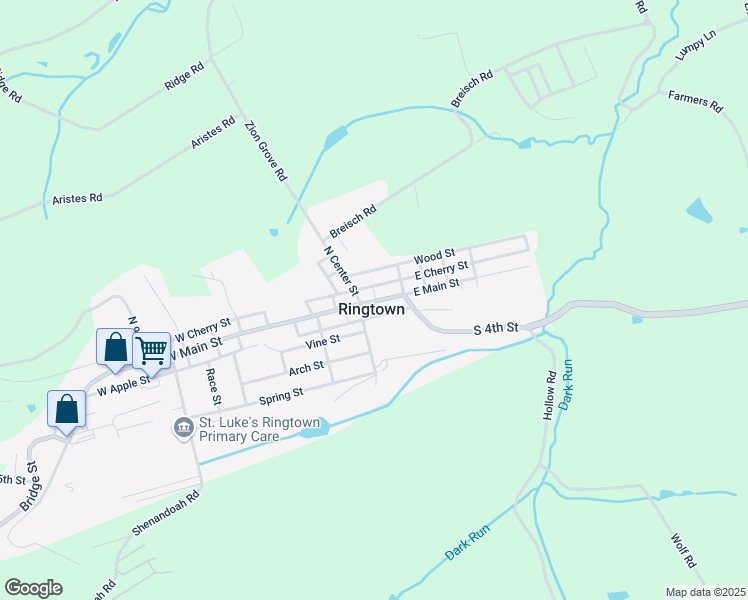 map of restaurants, bars, coffee shops, grocery stores, and more near in Ringtown
