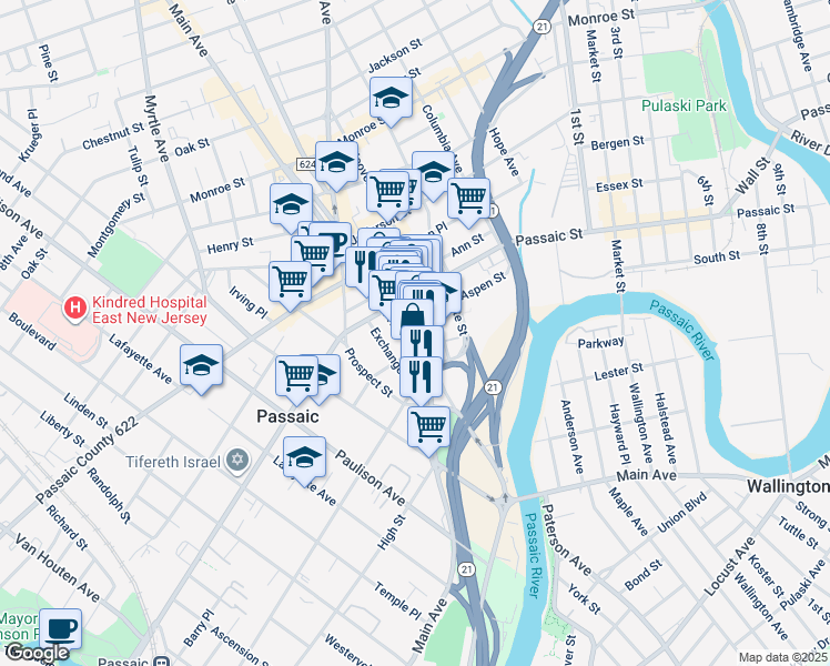 map of restaurants, bars, coffee shops, grocery stores, and more near in 