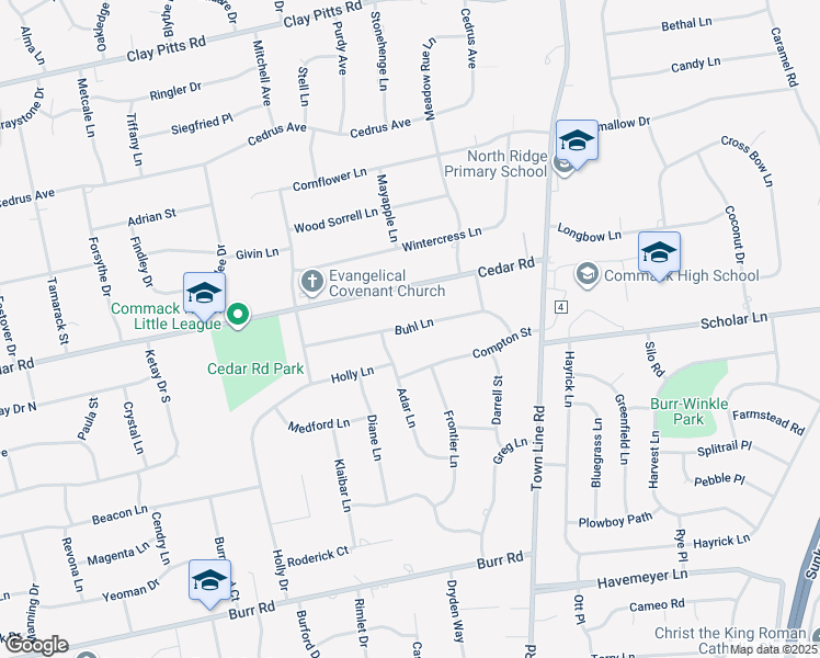 map of restaurants, bars, coffee shops, grocery stores, and more near 23 Buhl Lane in East Northport