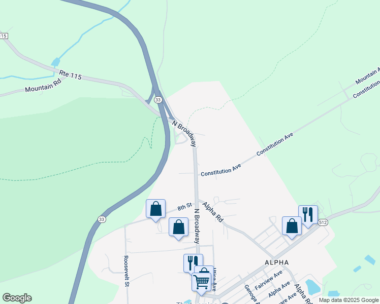 map of restaurants, bars, coffee shops, grocery stores, and more near 38 10th Street in Wind Gap