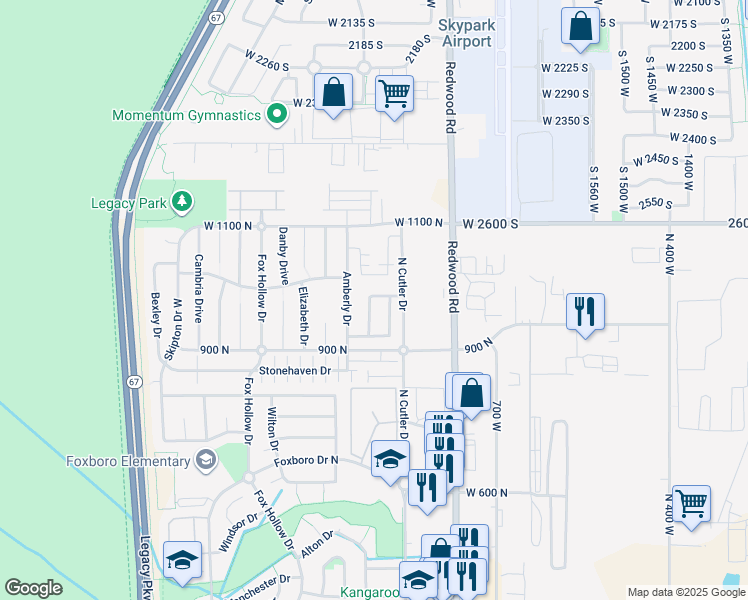 map of restaurants, bars, coffee shops, grocery stores, and more near 943 Redbridge Drive in North Salt Lake