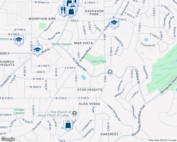 map of restaurants, bars, coffee shops, grocery stores, and more near 2783 Irene Drive in Bountiful