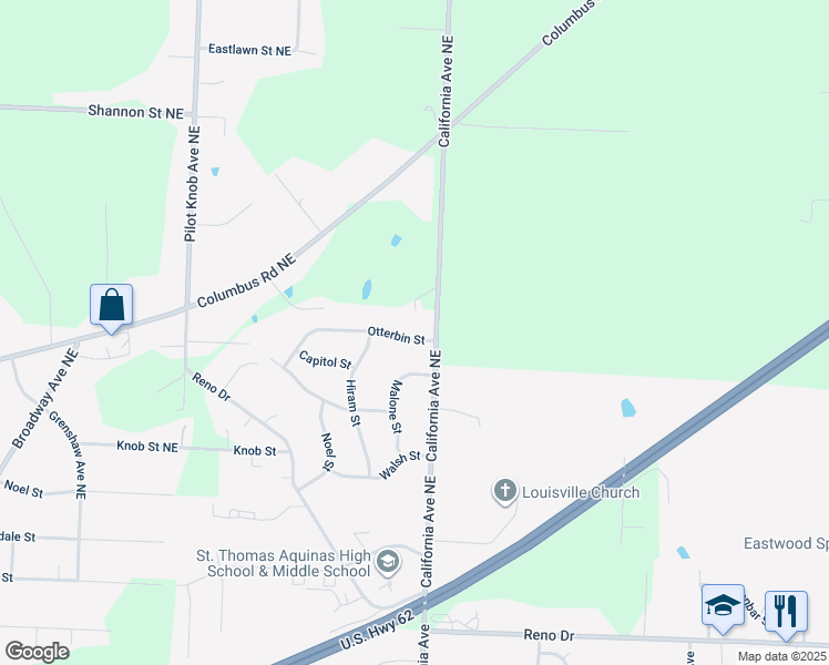 map of restaurants, bars, coffee shops, grocery stores, and more near 1921 Otterbin Street in Louisville