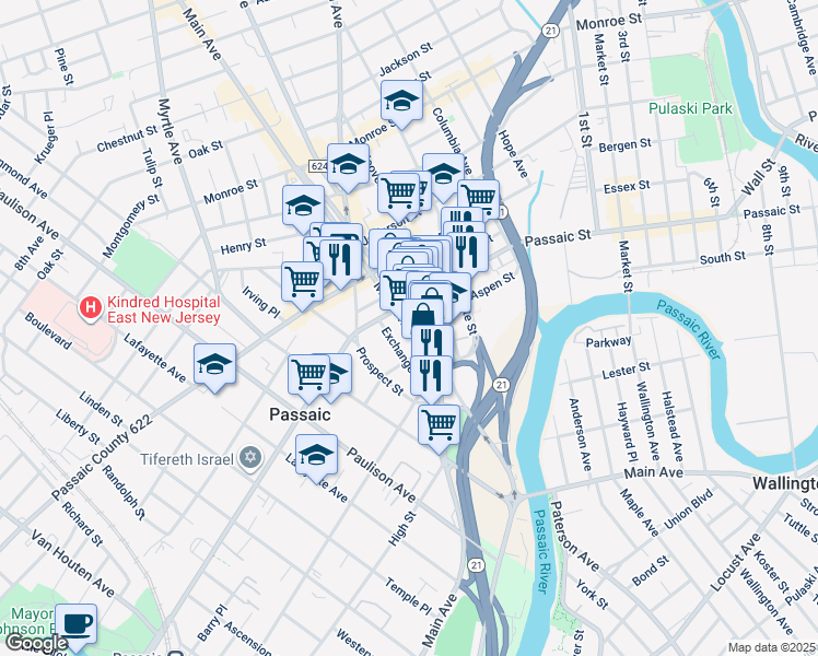 map of restaurants, bars, coffee shops, grocery stores, and more near in 