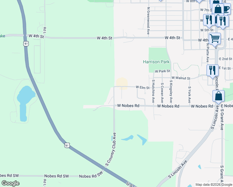 map of restaurants, bars, coffee shops, grocery stores, and more near 802 South Country Club Drive in York