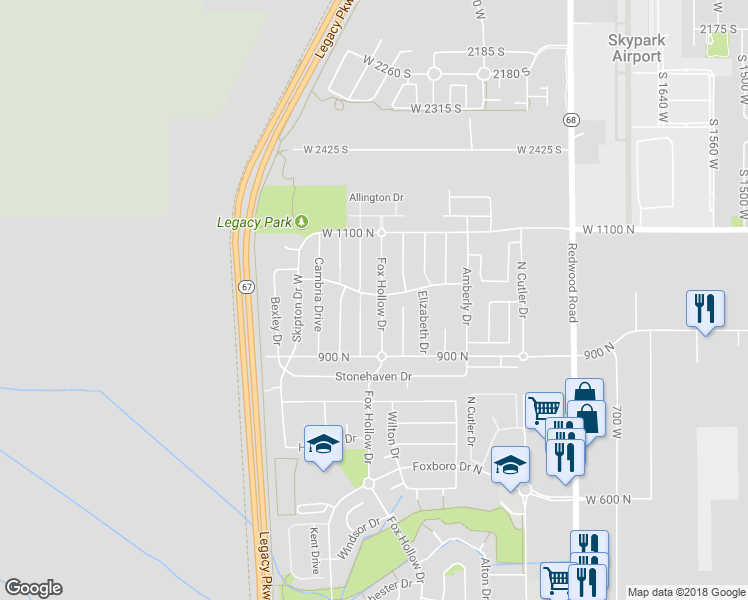 map of restaurants, bars, coffee shops, grocery stores, and more near 997 North Fox Hollow Drive in North Salt Lake