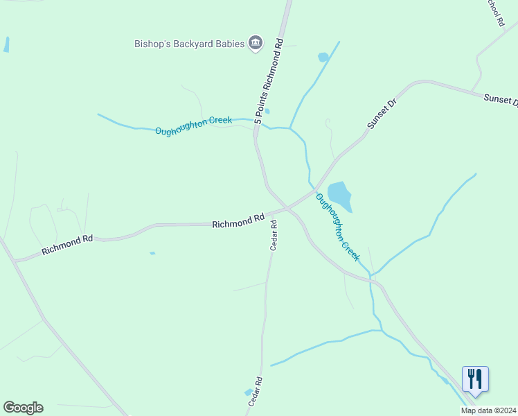 map of restaurants, bars, coffee shops, grocery stores, and more near 1549 Richmond Road in Bangor