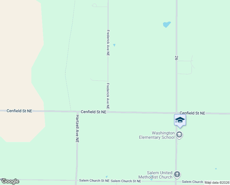 map of restaurants, bars, coffee shops, grocery stores, and more near 6122 Frederick Avenue Northeast in Alliance