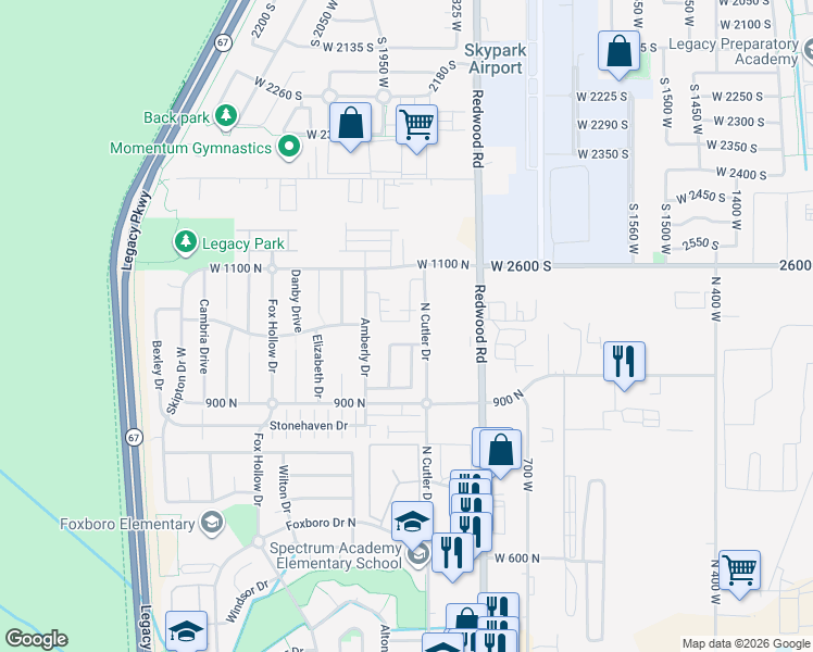 map of restaurants, bars, coffee shops, grocery stores, and more near 837 Wilstead Drive in North Salt Lake