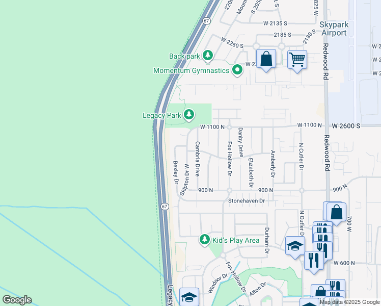 map of restaurants, bars, coffee shops, grocery stores, and more near 1016 Skipton Drive West in North Salt Lake