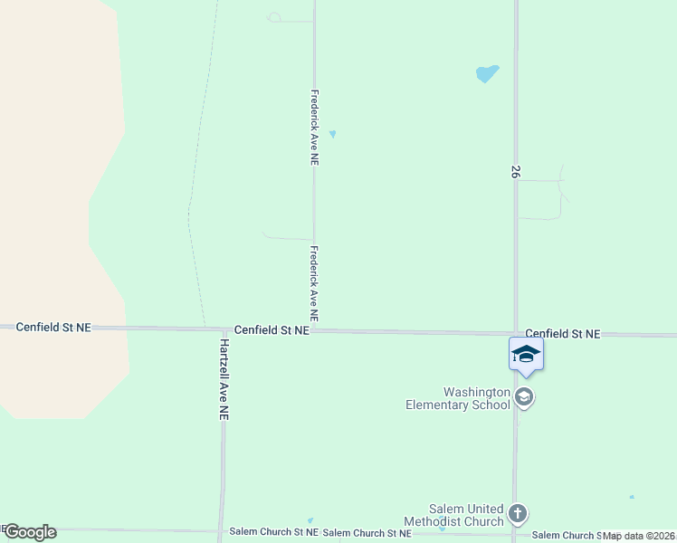 map of restaurants, bars, coffee shops, grocery stores, and more near 6122 Frederick Avenue Northeast in Alliance