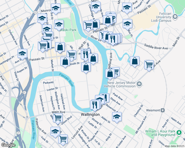 map of restaurants, bars, coffee shops, grocery stores, and more near 272 8th St in Passaic