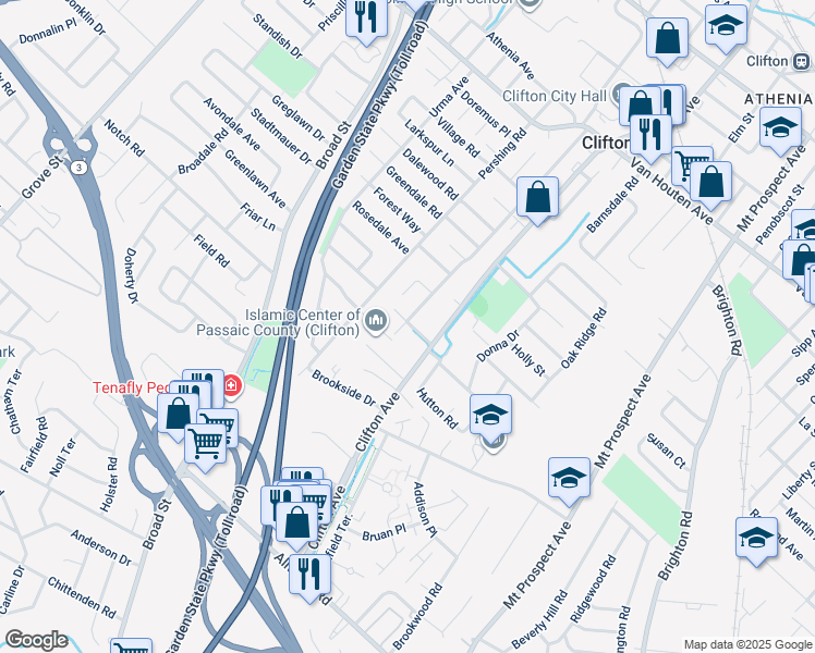 map of restaurants, bars, coffee shops, grocery stores, and more near 231 Starmond Avenue in Clifton