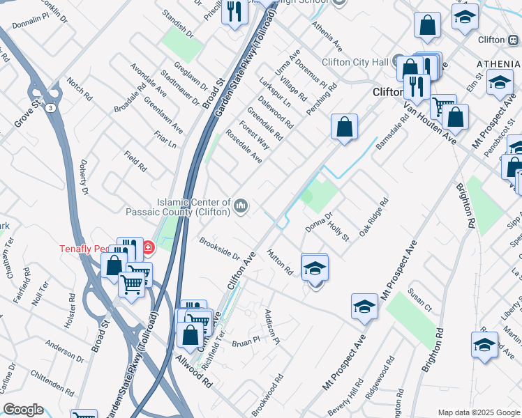 map of restaurants, bars, coffee shops, grocery stores, and more near 231 Starmond Avenue in Clifton