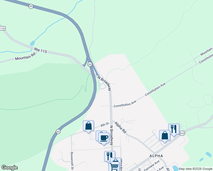 map of restaurants, bars, coffee shops, grocery stores, and more near 1 Indian Trail in Wind Gap