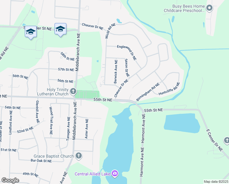 map of restaurants, bars, coffee shops, grocery stores, and more near 3094 Chaucer Drive Northeast in Canton