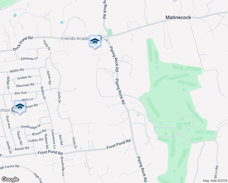 map of restaurants, bars, coffee shops, grocery stores, and more near 125 Piping Rock Road in Locust Valley