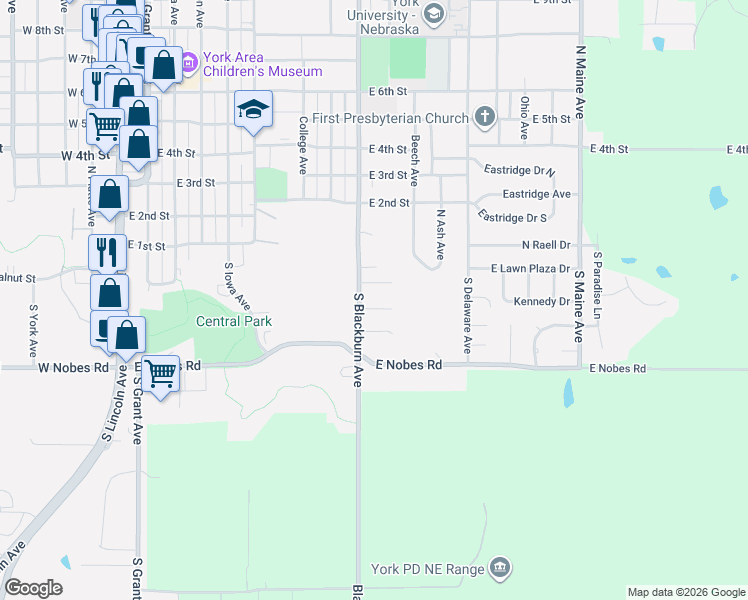 map of restaurants, bars, coffee shops, grocery stores, and more near 901-999 Woodcrest Court in York