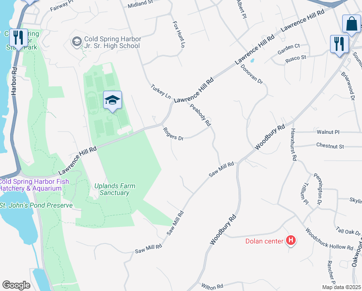 map of restaurants, bars, coffee shops, grocery stores, and more near in Cold Spring Harbor