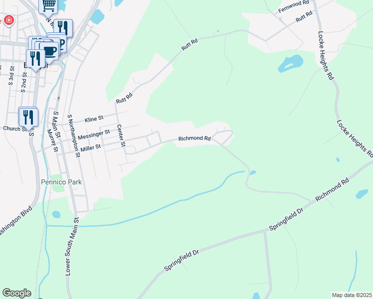 map of restaurants, bars, coffee shops, grocery stores, and more near 568 Richmond Road in Bangor