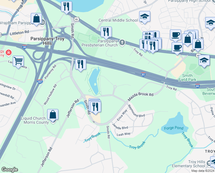 map of restaurants, bars, coffee shops, grocery stores, and more near 200 Kimball Drive in Parsippany-Troy Hills