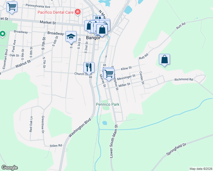 map of restaurants, bars, coffee shops, grocery stores, and more near 531 South Main Street in Bangor