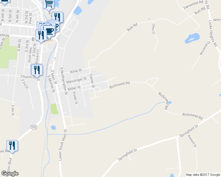 map of restaurants, bars, coffee shops, grocery stores, and more near 506 Richmond Road in Bangor