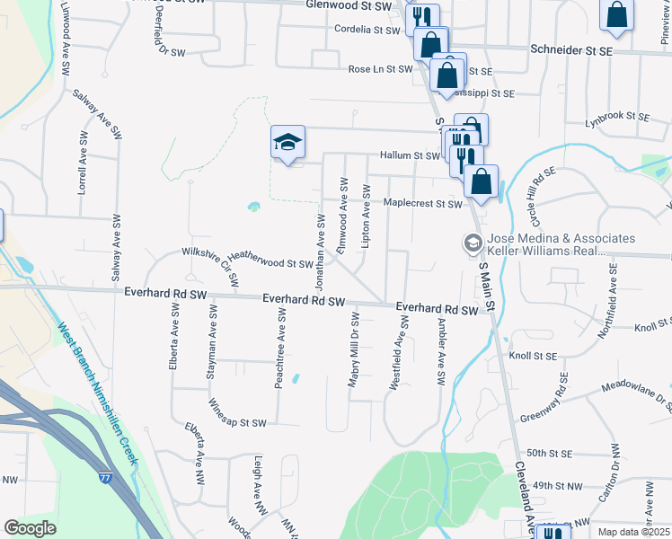 map of restaurants, bars, coffee shops, grocery stores, and more near 252 Orchard Hill Drive Southwest in North Canton