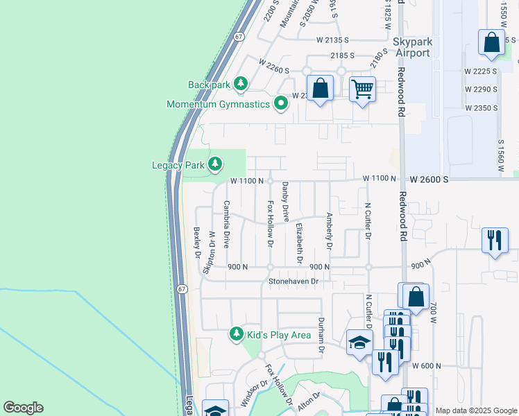map of restaurants, bars, coffee shops, grocery stores, and more near 1036 Chidester Drive in North Salt Lake
