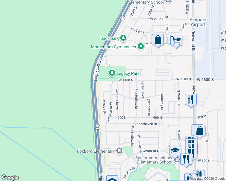 map of restaurants, bars, coffee shops, grocery stores, and more near 1042 Skipton Drive West in North Salt Lake