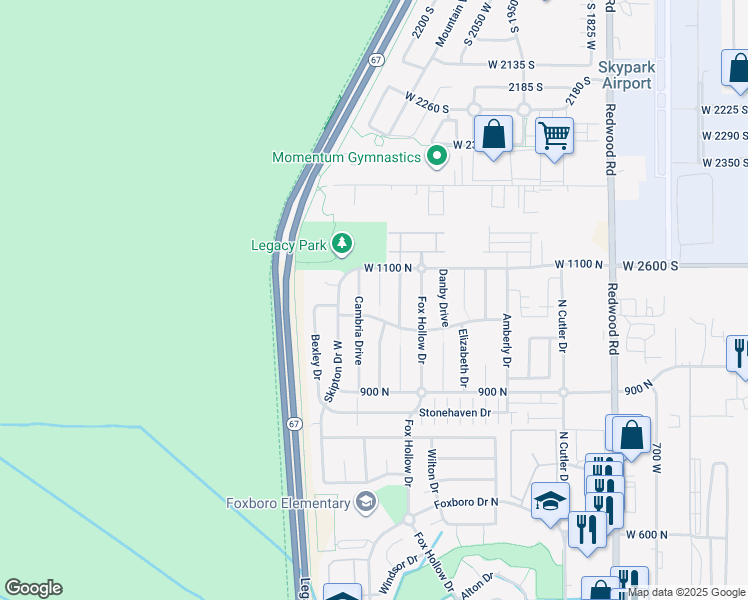 map of restaurants, bars, coffee shops, grocery stores, and more near 1049 Bellingham Court in North Salt Lake