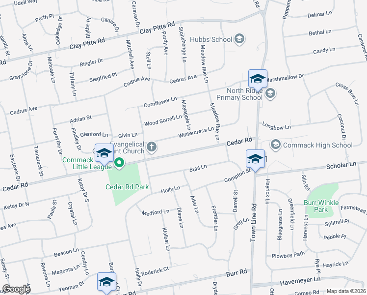 map of restaurants, bars, coffee shops, grocery stores, and more near 212 Cedar Road in East Northport