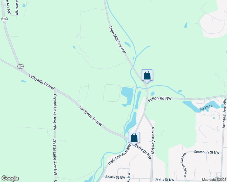 map of restaurants, bars, coffee shops, grocery stores, and more near 5425 High Mill Avenue Northwest in Massillon
