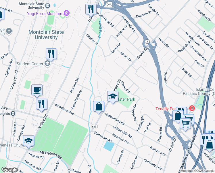 map of restaurants, bars, coffee shops, grocery stores, and more near 43 Chrisibar Drive in Clifton