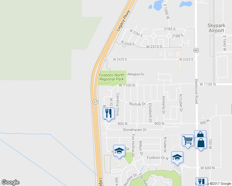 map of restaurants, bars, coffee shops, grocery stores, and more near 1057 Cambria Drive in North Salt Lake