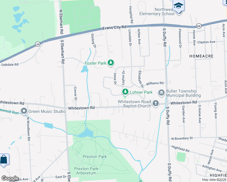 map of restaurants, bars, coffee shops, grocery stores, and more near 111 Irene Drive in Meridian