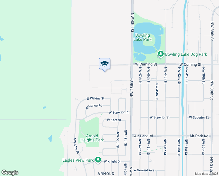 map of restaurants, bars, coffee shops, grocery stores, and more near 4601 Northwest 48th Street in Lincoln