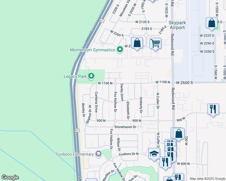 map of restaurants, bars, coffee shops, grocery stores, and more near 1061 Fox Hollow Drive in North Salt Lake