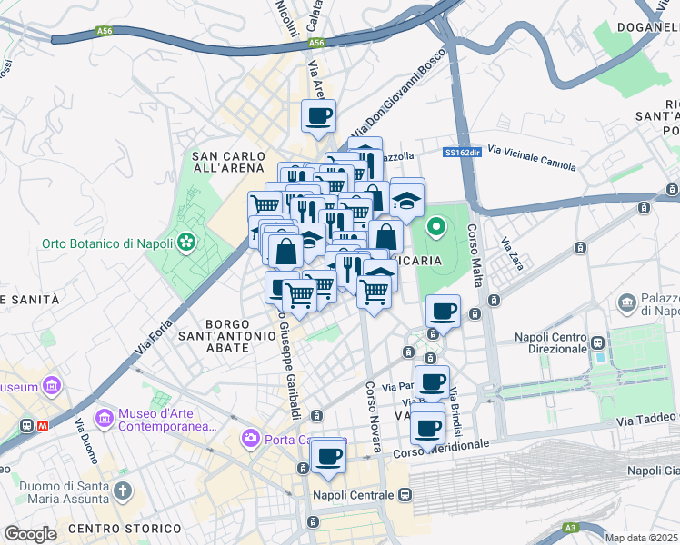 map of restaurants, bars, coffee shops, grocery stores, and more near 13 Via San Attanasio in Napoli