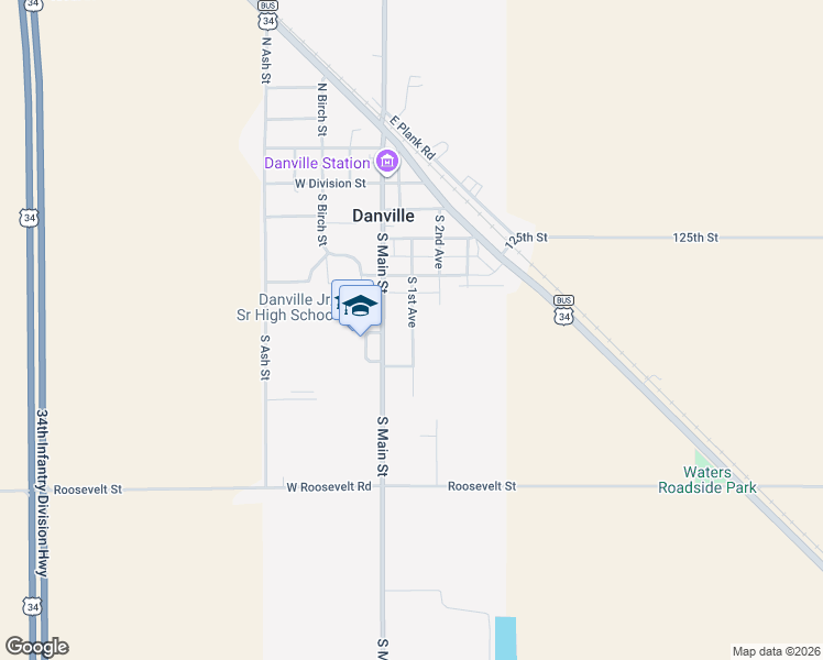 map of restaurants, bars, coffee shops, grocery stores, and more near 411 South 1st Avenue in Danville