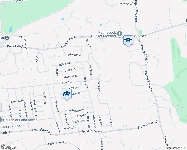 map of restaurants, bars, coffee shops, grocery stores, and more near 8 Karen Road in Glen Cove