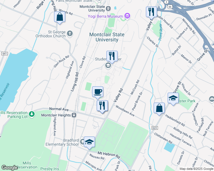 map of restaurants, bars, coffee shops, grocery stores, and more near 1 Normal Avenue in Montclair