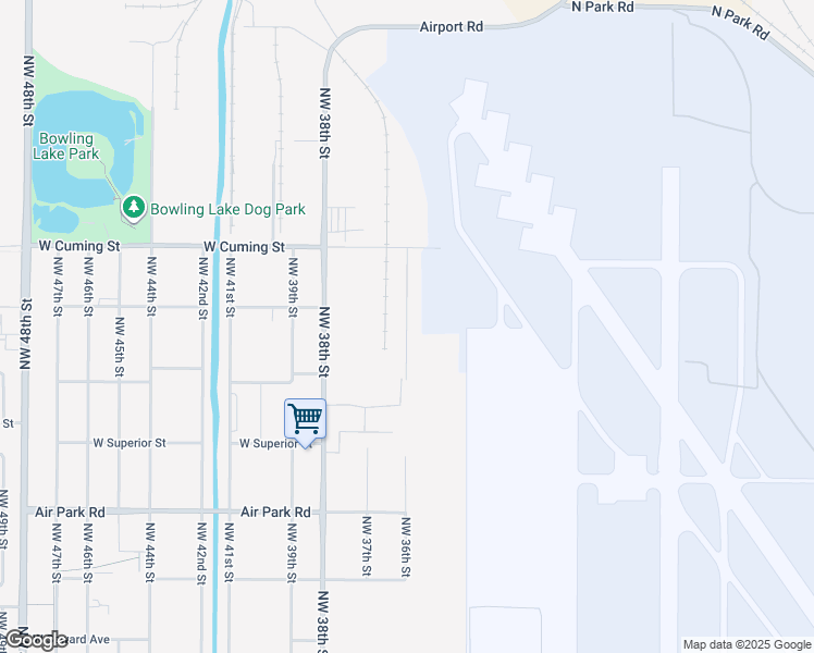 map of restaurants, bars, coffee shops, grocery stores, and more near 4201-5099 Northwest 36th Street in Lincoln